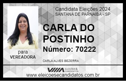 Candidato CARLA DO POSTINHO 2024 - SANTANA DE PARNAÍBA - Eleições