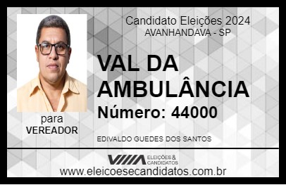 Candidato VAL DA AMBULÂNCIA 2024 - AVANHANDAVA - Eleições