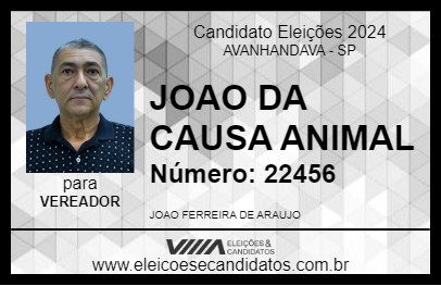 Candidato JOAO DA CAUSA ANIMAL 2024 - AVANHANDAVA - Eleições