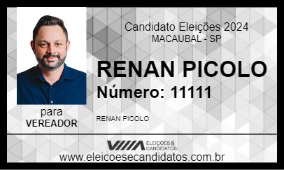 Candidato RENAN PICOLO 2024 - MACAUBAL - Eleições