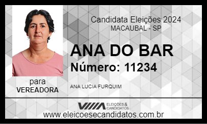 Candidato ANA DO BAR 2024 - MACAUBAL - Eleições