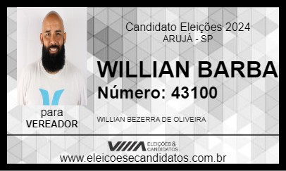 Candidato WILLIAN BARBA 2024 - ARUJÁ - Eleições