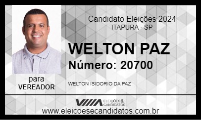 Candidato WELTON PAZ 2024 - ITAPURA - Eleições