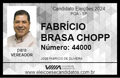 Candidato FABRÍCIO BRASA CHOPP 2024 - POÁ - Eleições