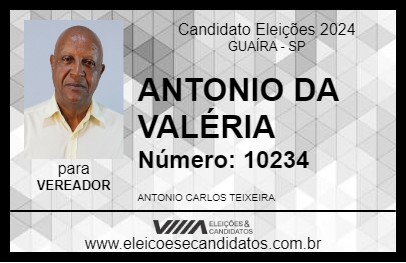 Candidato ANTONIO DA VALÉRIA 2024 - GUAÍRA - Eleições