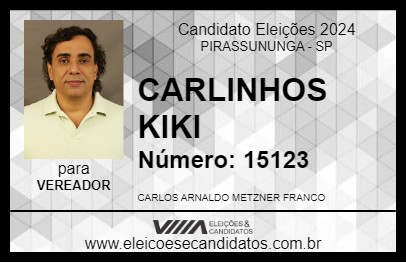 Candidato CARLINHOS KIKI 2024 - PIRASSUNUNGA - Eleições