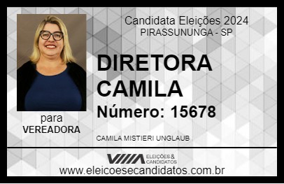 Candidato DIRETORA CAMILA 2024 - PIRASSUNUNGA - Eleições