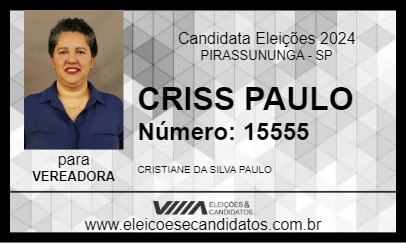 Candidato CRISS PAULO 2024 - PIRASSUNUNGA - Eleições