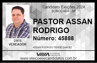 Candidato PASTOR ASSAN RODRIGO 2024 - SOROCABA - Eleições