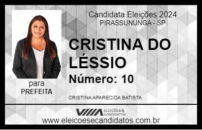 Candidato CRISTINA DO LÉSSIO 2024 - PIRASSUNUNGA - Eleições