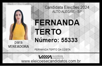 Candidato FERNANDA TERTO 2024 - ALTO ALEGRE - Eleições