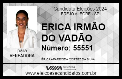 Candidato ÉRICA IRMÃ DO VADÃO 2024 - BREJO ALEGRE - Eleições