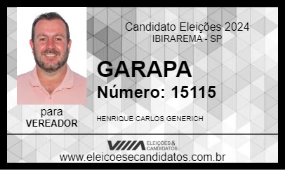 Candidato GARAPA 2024 - IBIRAREMA - Eleições