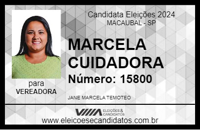 Candidato MARCELA CUIDADORA 2024 - MACAUBAL - Eleições