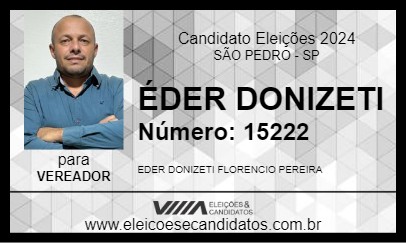 Candidato ÉDER DONIZETI 2024 - SÃO PEDRO - Eleições