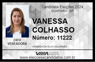 Candidato VANESSA COLHASSO 2024 - GUAPIARA - Eleições