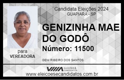 Candidato GENIZINHA MAE DO GODÔ 2024 - GUAPIARA - Eleições