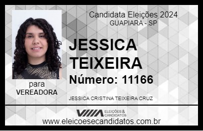 Candidato JESSICA TEIXEIRA 2024 - GUAPIARA - Eleições