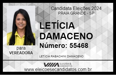 Candidato LETÍCIA DAMACENO 2024 - PRAIA GRANDE - Eleições