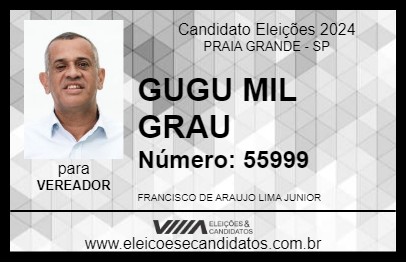 Candidato GUGU MIL GRAU 2024 - PRAIA GRANDE - Eleições