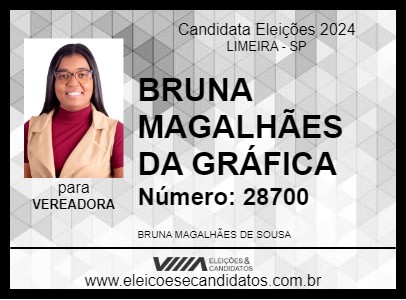 Candidato BRUNA MAGALHÃES DA GRÁFICA 2024 - LIMEIRA - Eleições