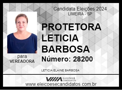 Candidato PROTETORA LETICIA BARBOSA 2024 - LIMEIRA - Eleições