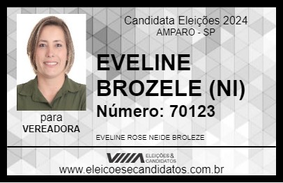 Candidato EVELINE BROZELE (NI) 2024 - AMPARO - Eleições