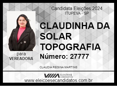 Candidato CLAUDINHA DA SOLAR TOPOGRAFIA 2024 - ITUPEVA - Eleições