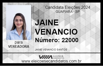 Candidato JAINE VENANCIO 2024 - GUAPIARA - Eleições