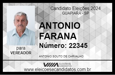 Candidato ANTONIO FARANA 2024 - GUAPIARA - Eleições