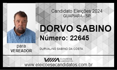 Candidato DORVO SABINO 2024 - GUAPIARA - Eleições