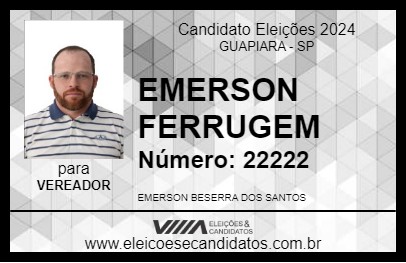 Candidato EMERSON FERRUGEM 2024 - GUAPIARA - Eleições