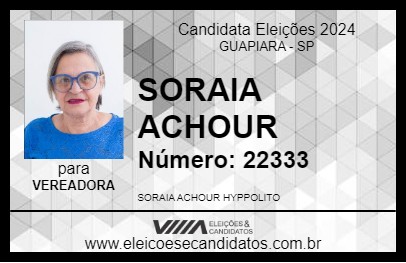 Candidato SORAIA ACHOUR 2024 - GUAPIARA - Eleições