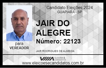 Candidato JAIR DO ALEGRE 2024 - GUAPIARA - Eleições