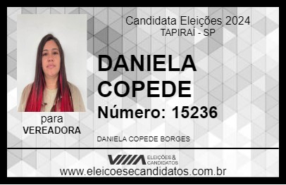 Candidato DANIELA COPEDE 2024 - TAPIRAÍ - Eleições