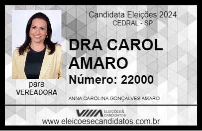 Candidato DRA CAROL AMARO 2024 - CEDRAL - Eleições