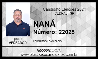 Candidato NANÁ 2024 - CEDRAL - Eleições