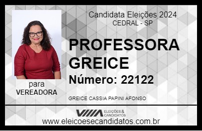 Candidato PROFESSORA GREICE 2024 - CEDRAL - Eleições