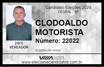 Candidato CLODOALDO MOTORISTA 2024 - CEDRAL - Eleições