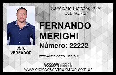 Candidato FERNANDO MERIGHI 2024 - CEDRAL - Eleições