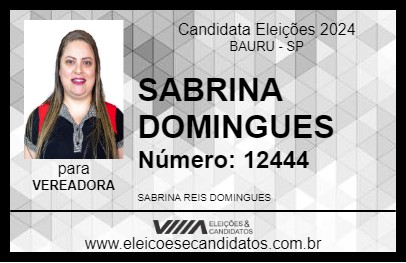 Candidato SABRINA DOMINGUES 2024 - BAURU - Eleições