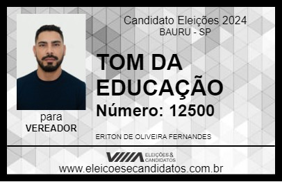 Candidato TOM DA EDUCAÇÃO 2024 - BAURU - Eleições