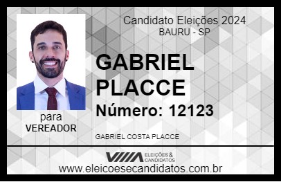 Candidato GABRIEL PLACCE 2024 - BAURU - Eleições