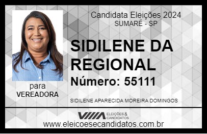 Candidato SIDILENE DA REGIONAL 2024 - SUMARÉ - Eleições