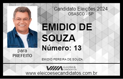 Candidato EMIDIO DE SOUZA 2024 - OSASCO - Eleições