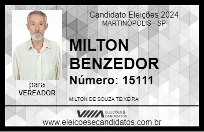 Candidato MILTON BENZEDOR 2024 - MARTINÓPOLIS - Eleições