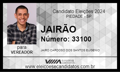 Candidato JAIRÃO 2024 - PIEDADE - Eleições