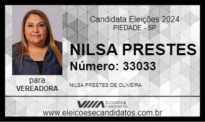 Candidato NILSA PRESTES 2024 - PIEDADE - Eleições