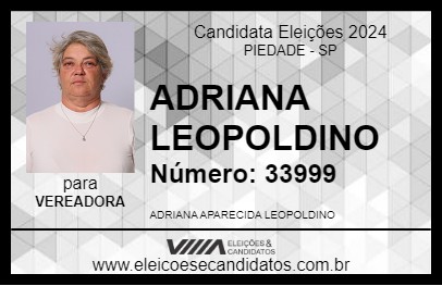 Candidato ADRIANA LEOPOLDINO 2024 - PIEDADE - Eleições