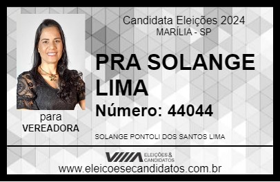 Candidato PRA SOLANGE LIMA 2024 - MARÍLIA - Eleições